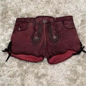 Embroidered Leather Shorts